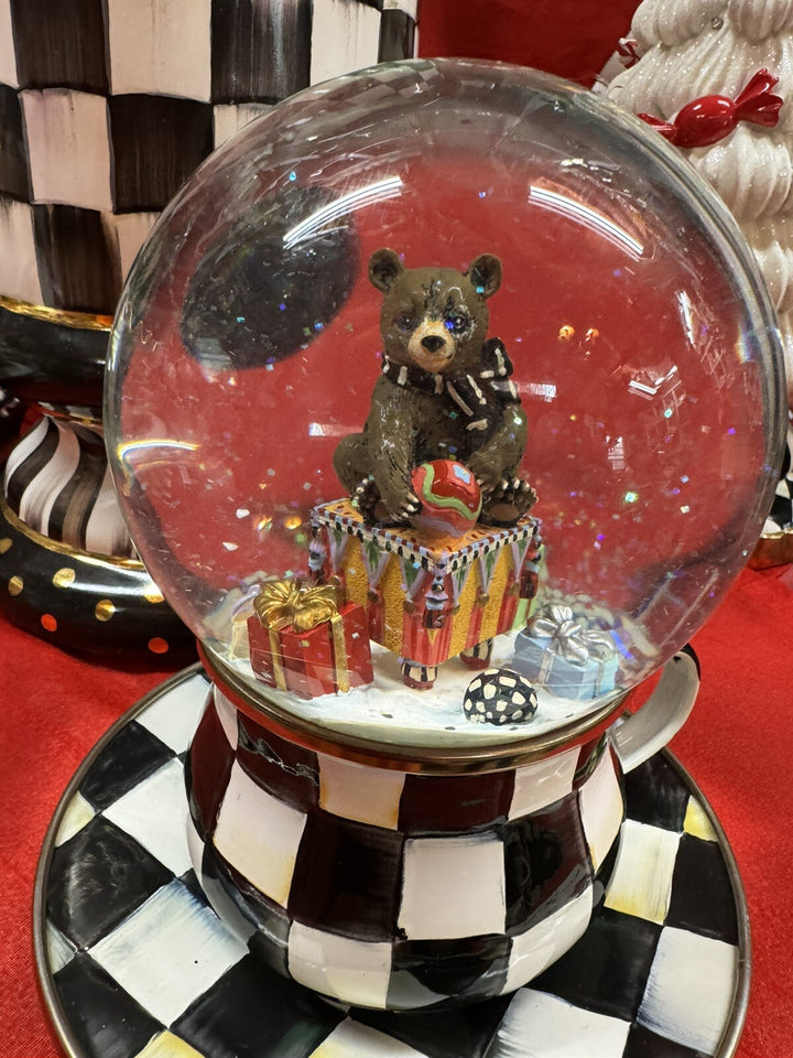 MacKenzie Childs - Bear With Gifts Snow Globe Christmas Sleigh- Retired