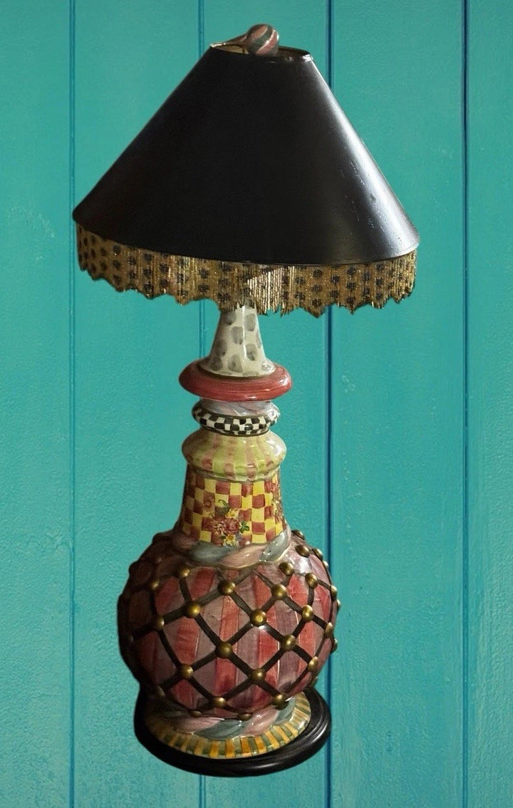 Vintage Mackenzie Childs “lulu” Lummox Train Table Lamp- Read