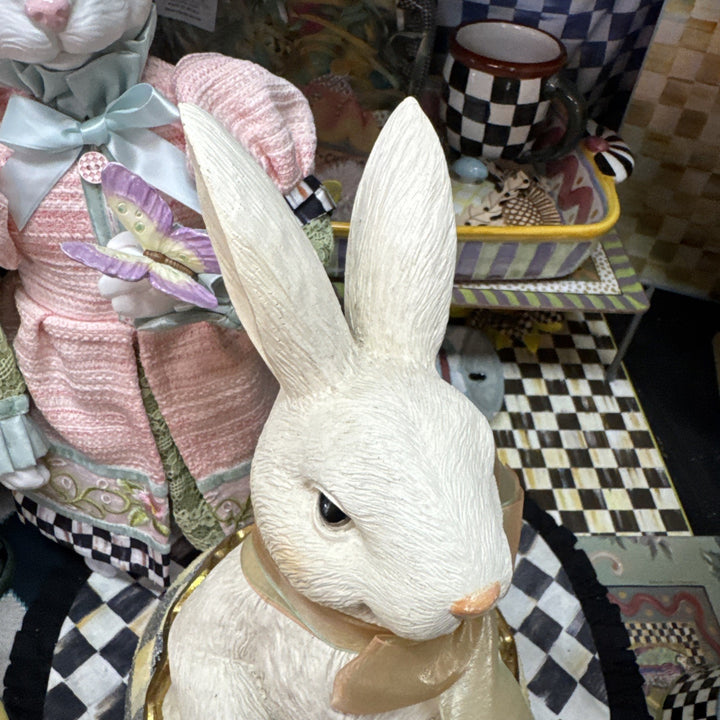 MacKenzie-Childs Courtly Check Large Bunny Surprise In Egg 15"Tall. Retired