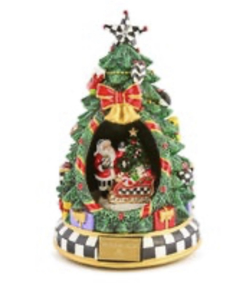 Mackenzie Childs Courtly Christmas Tree & Santa Musical Display NIB