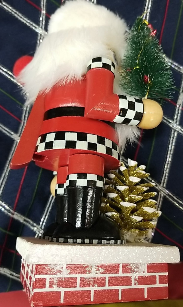 MacKenzie Childs Rooftop Santa Claus Nutcracker 9" Tall Christmas- New