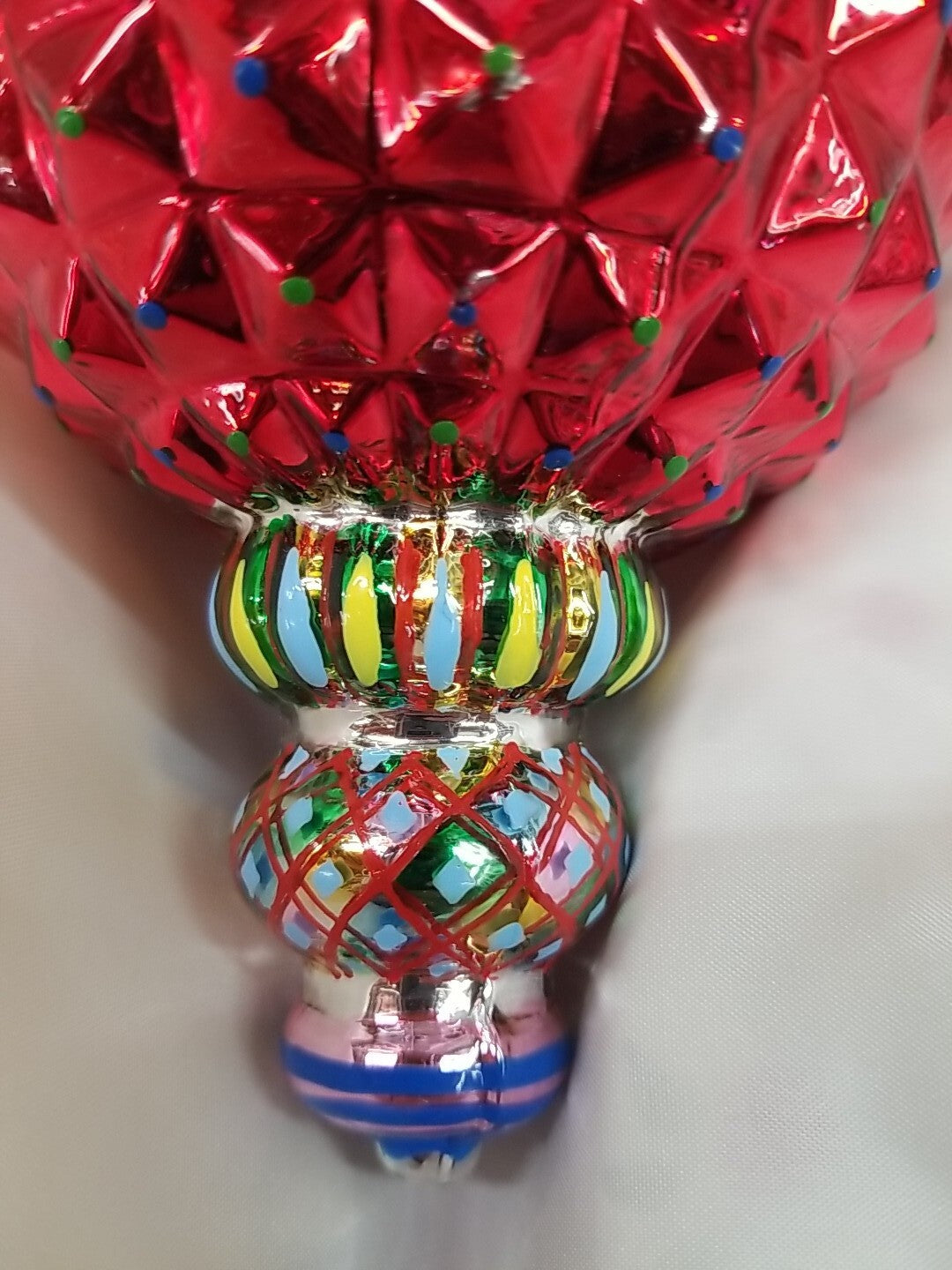 Mackenzie Childs Russian Jewel Courtly Check Red Ornament Glass