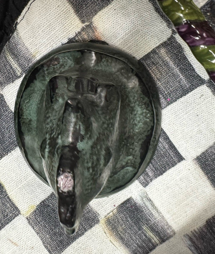 Mackenzie Childs One Chicken -Rooster Green Metal Drawer Pulls Handles Knobs