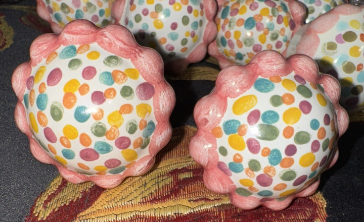 Mackenzie Childs Majolica 1.5 ”  Dot Pink Set Of 2 Knobs Pulls +Hardware
