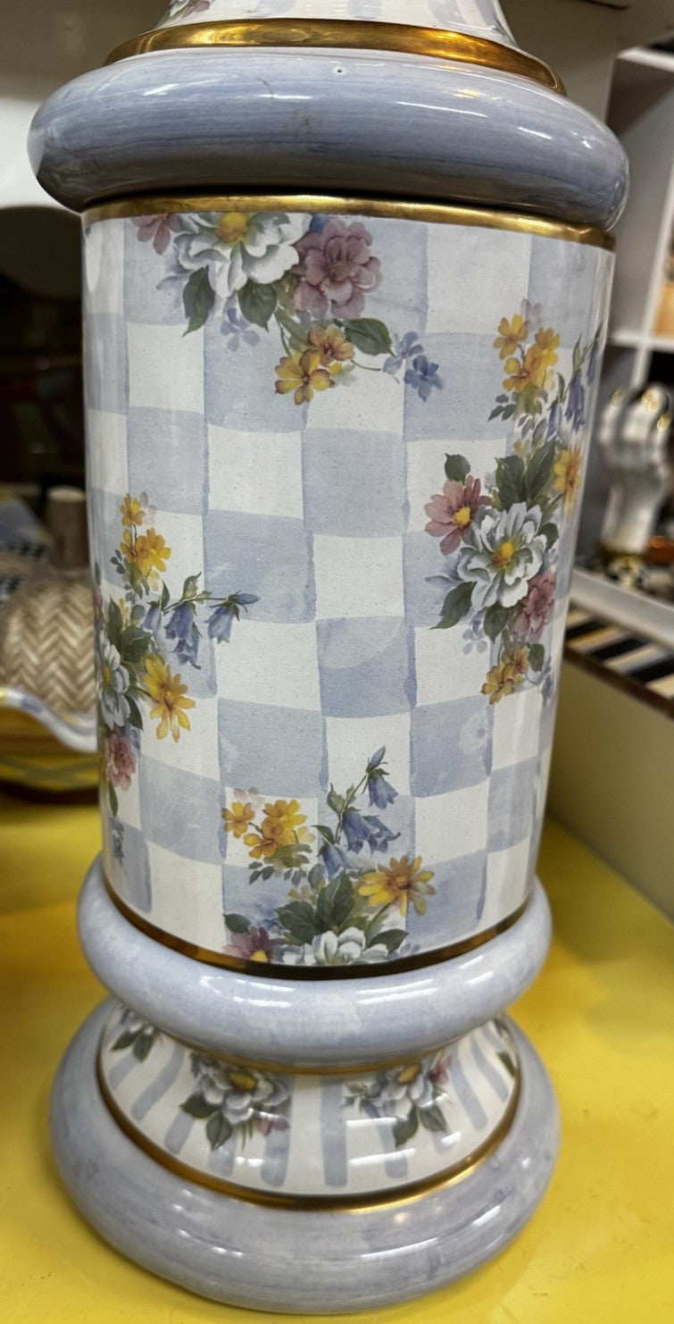 MacKenzie Childs Morning Glory Blue Honeymoon Column Canister HandMade 1993