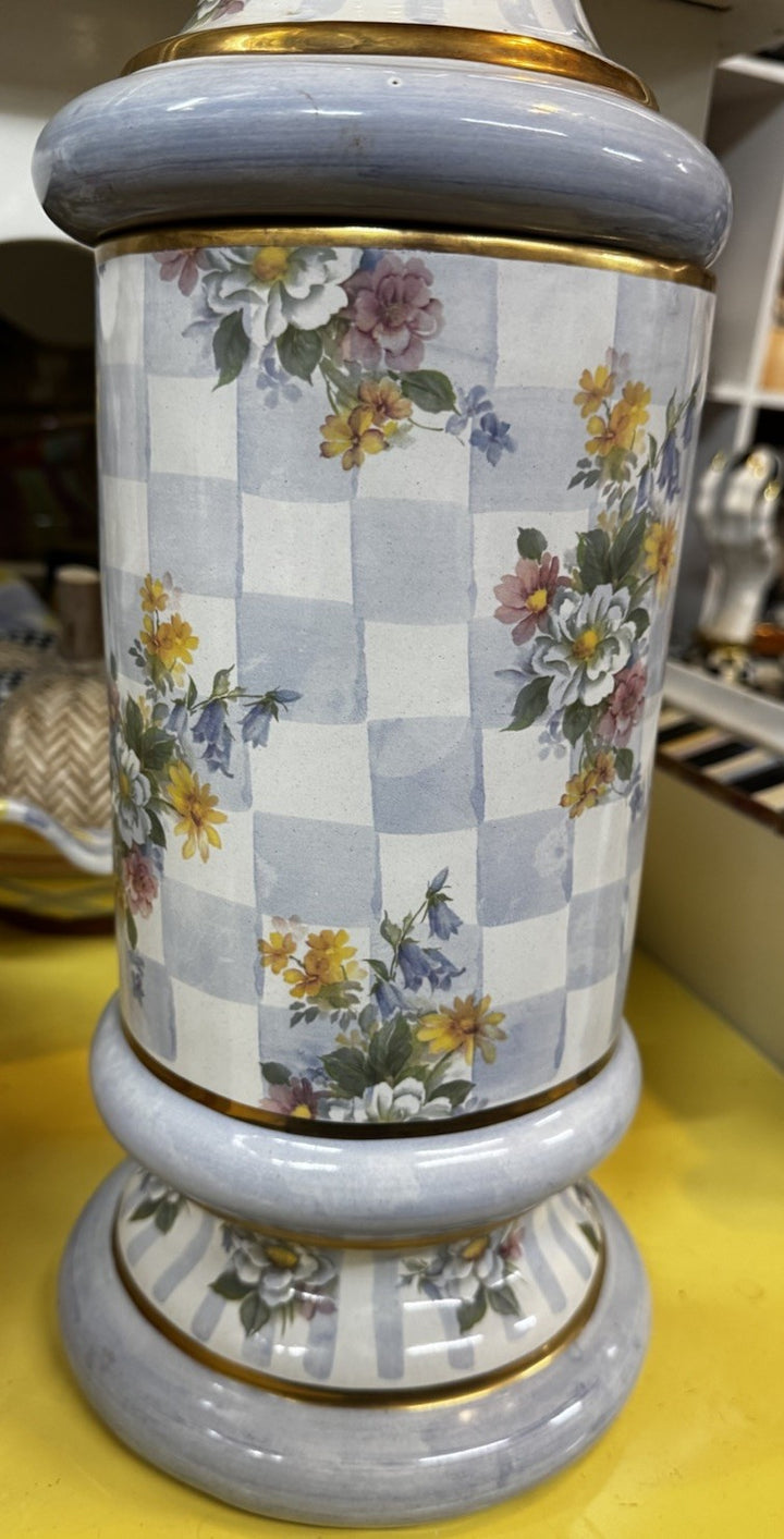MacKenzie Childs Morning Glory Blue Honeymoon Column Canister HandMade 1993