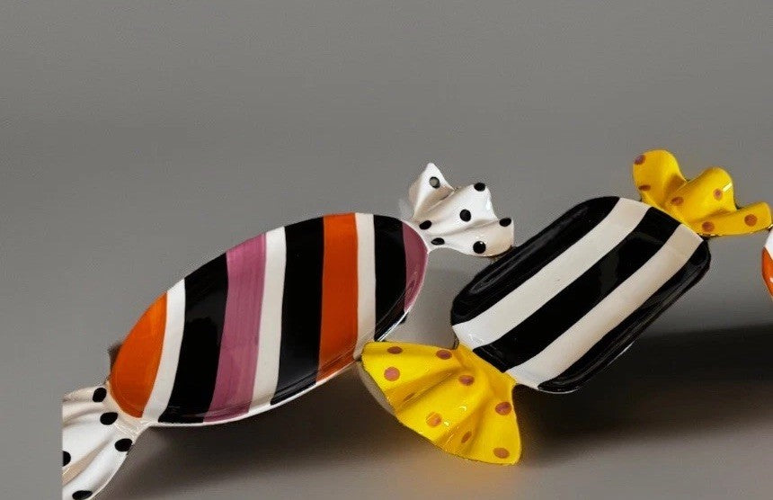 Mackenzie Childs Trick or Treat Candy Dessert Plates Set of 4