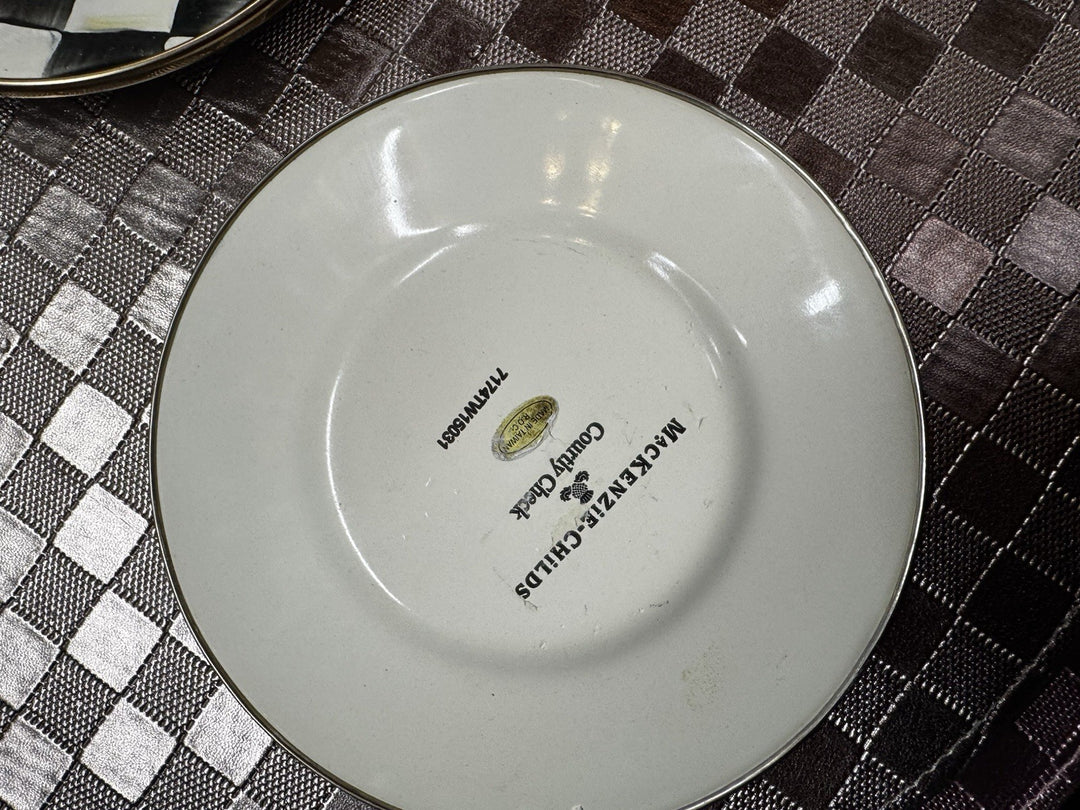 MACKENZIE-CHILDS Enamel Saucer 6” Courtly Check Set Of 2