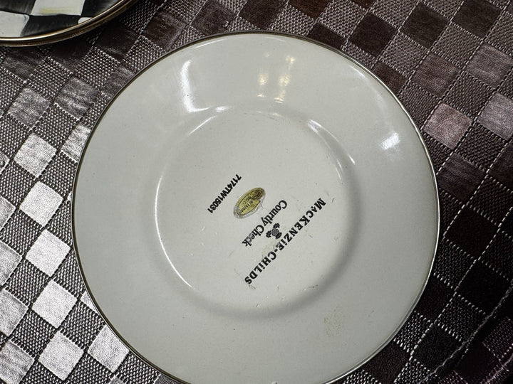MACKENZIE-CHILDS Enamel Saucer 6” Courtly Check Set Of 2