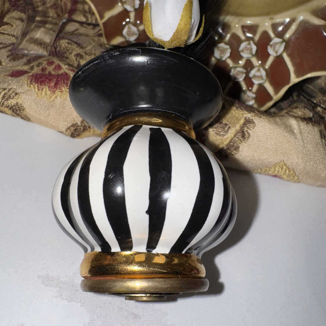 Mackenzie Childs COURTLY STRIPE Made in Aurora Majolica Pottery BUD VASE FINIAL