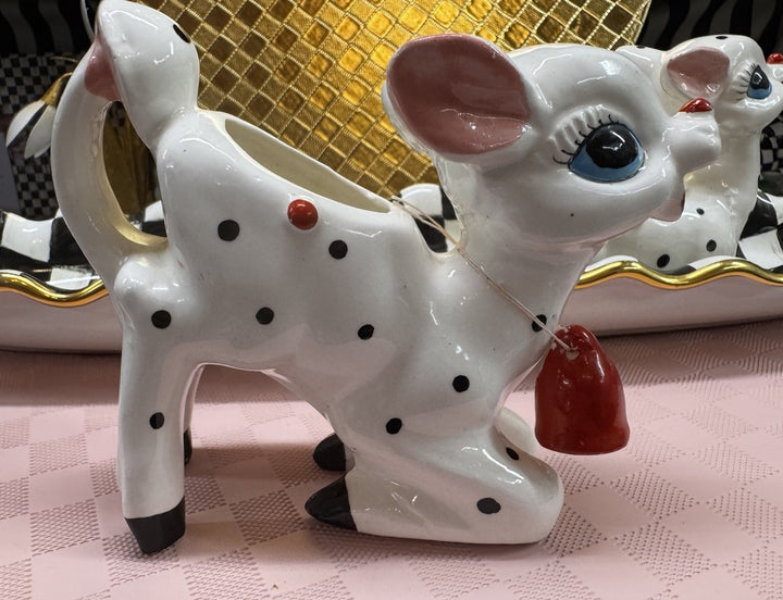 Rare VINTAGE Anthropomorphic Deer  Sugar Dish With Lid & Creamer Set- Excellent