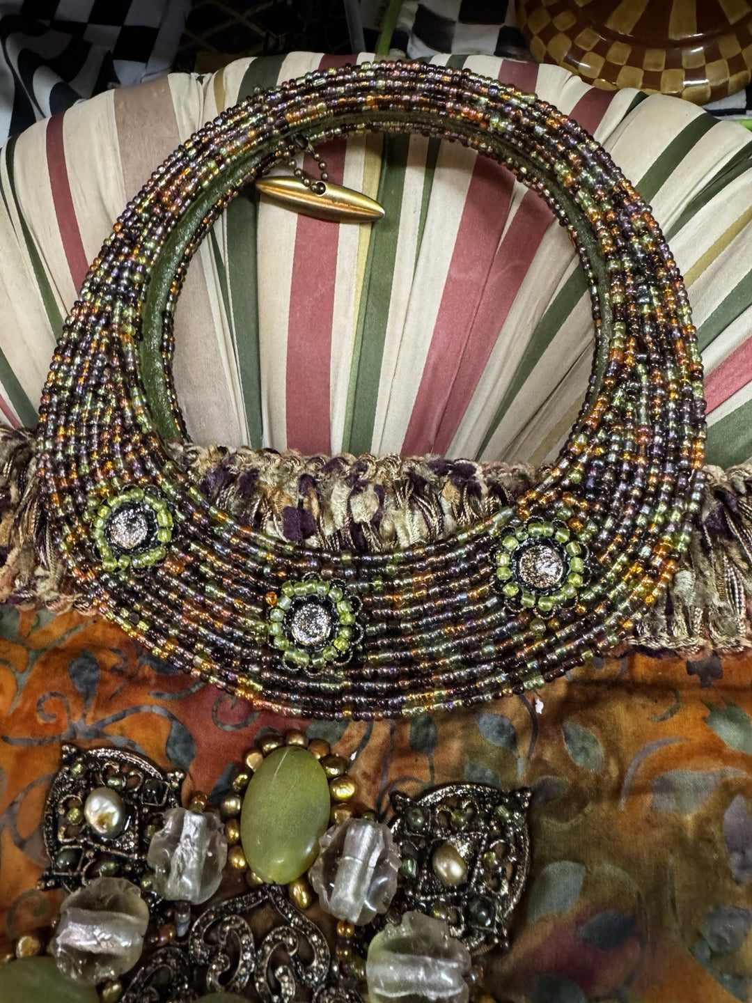 Mary Frances  Silk Copper Beaded Vintage Handbag