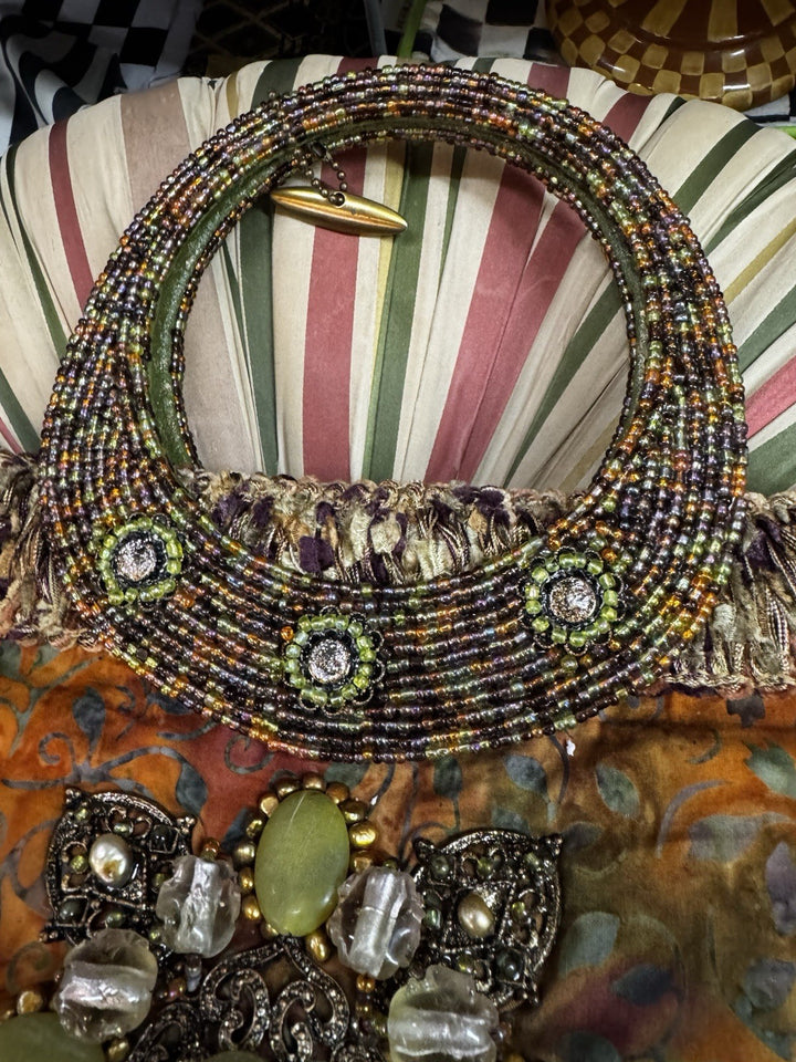 Mary Frances  Silk Copper Beaded Vintage Handbag