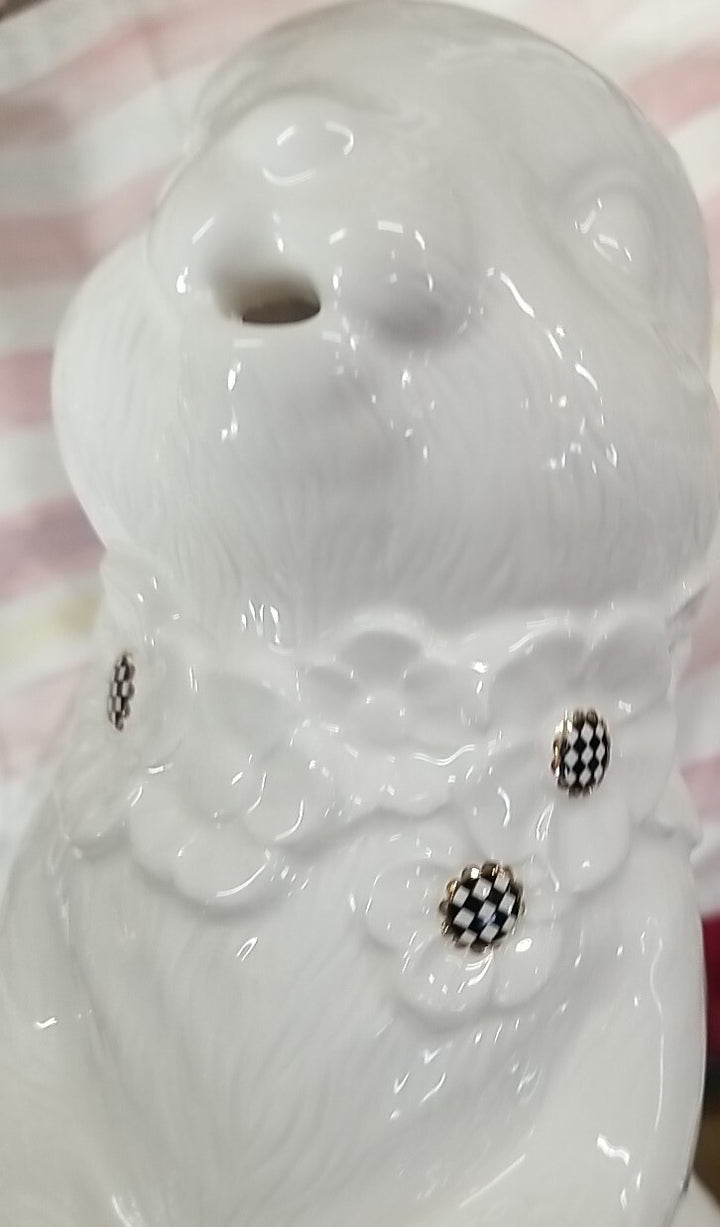 Mackenzie Childs  White Rabbit Ceramic Pitcher Courtly Check - Sold Out