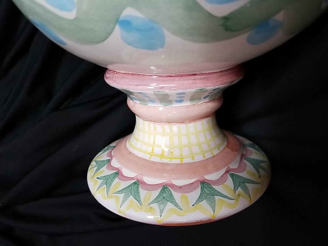 Vintage Mackenzie Childs Madison  Compote Fruit Bowl Pedestal 12"- 1988