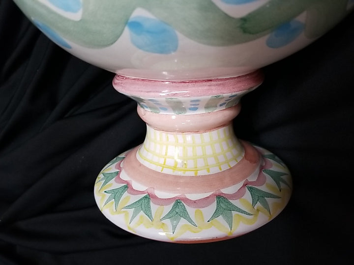 Vintage Mackenzie Childs Madison  Compote Fruit Bowl Pedestal 12"- 1988