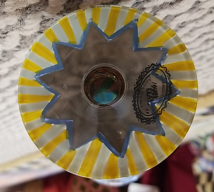 Mackenzie Circus Glass Water Goblets Childs Blue Checkered Collection