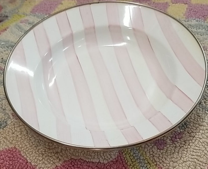 Mackenzie Childs Enamel Shallow Bowl Pink Bathing Hut 9” Excellent