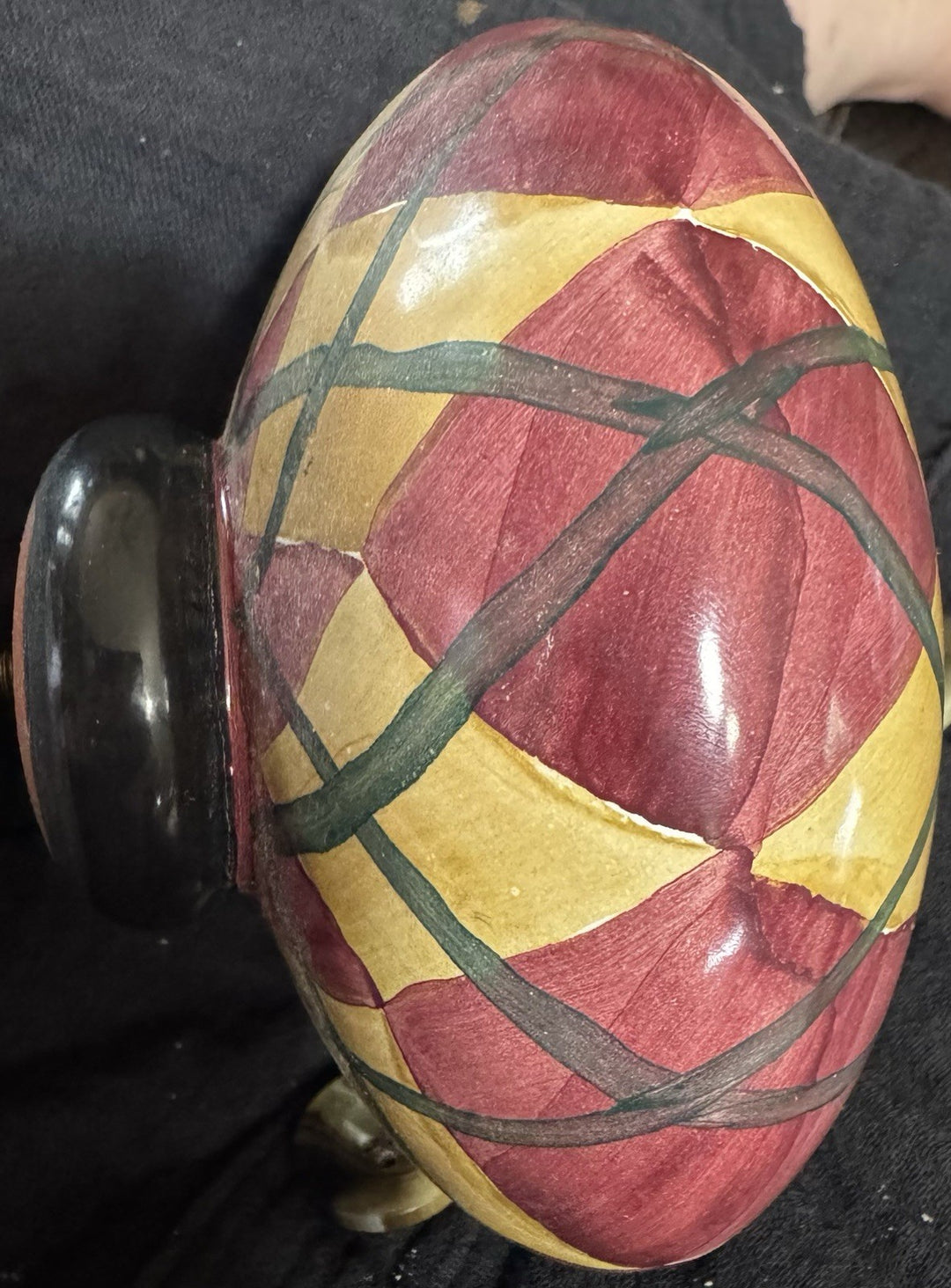 Mackenzie Childs  Argyle Frank And Mustard  Garden Ball- HTF - Ball Only