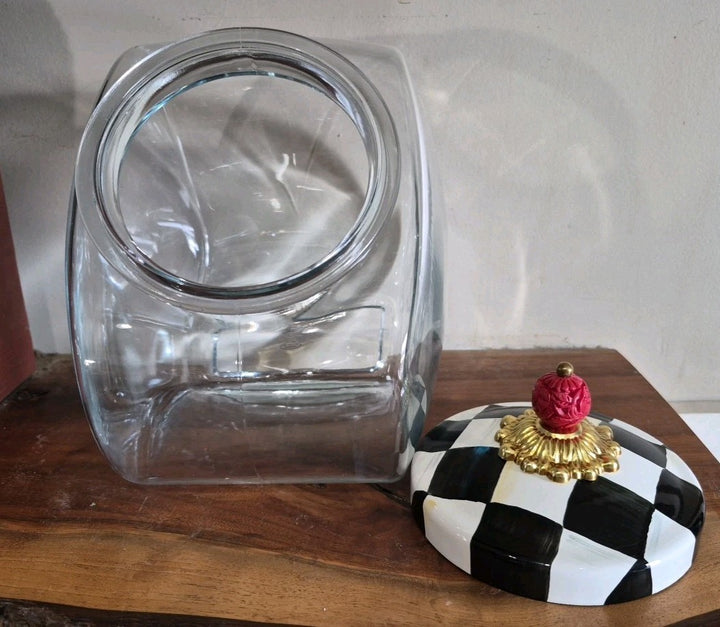 MacKenzie Childs  Cookie Jar with Courtly Check Enamel Lid- New