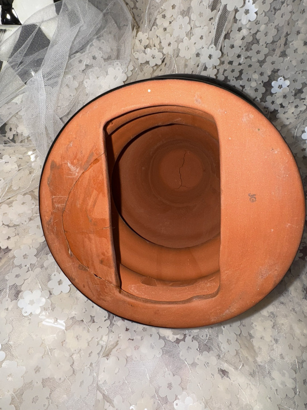 MacKenzie Childs  Tuffet Bench Ceramic  Finial Pottery Leg Black 9” Tall