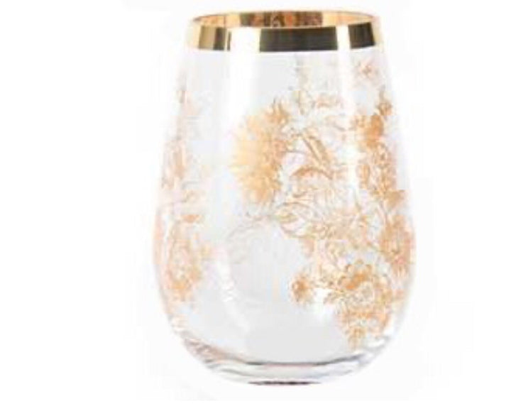 Mackenzie childs One Blooming 12 Oz  Tumbler- Glass Retired On Glass- New