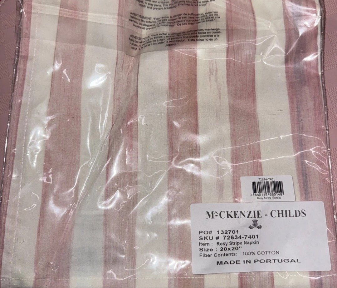 Mackenzie-Childs Rosy Stripe Cotton Napkin NIP Sold Separately