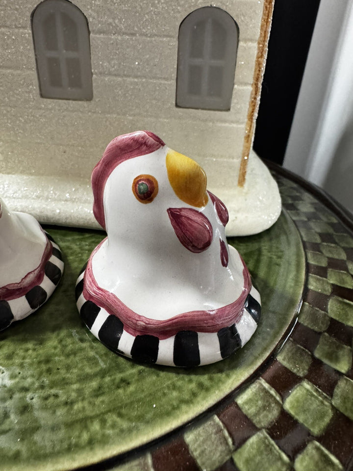 Mackenzie Childs One Ceramic Chicken Rooster Cabinet Knob/Pull-  With Hardware