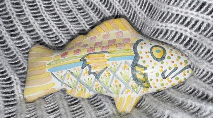 Mackenzie Childs  Yellow/ Orange / Pink/ Green Right Facing Fish Knob Pull A