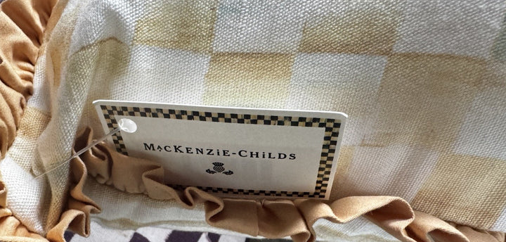 Mackenzie Childs Parchment Check & Parchment Stripe Down Pillow- Retired