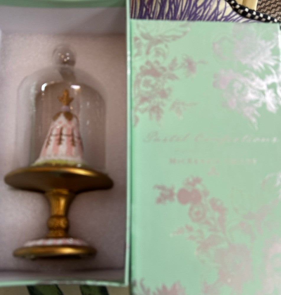 MacKenzie Childs Pastel Confections Petite Cake Cloche Rosy Cake 7.5” Tall