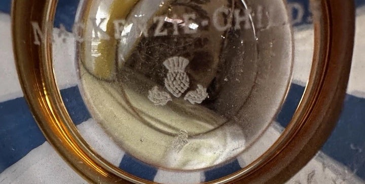 MacKenzie Childs SHOT GLASS Royal CHECK 2 OZ GOLD HAND PAINTED  NEW
