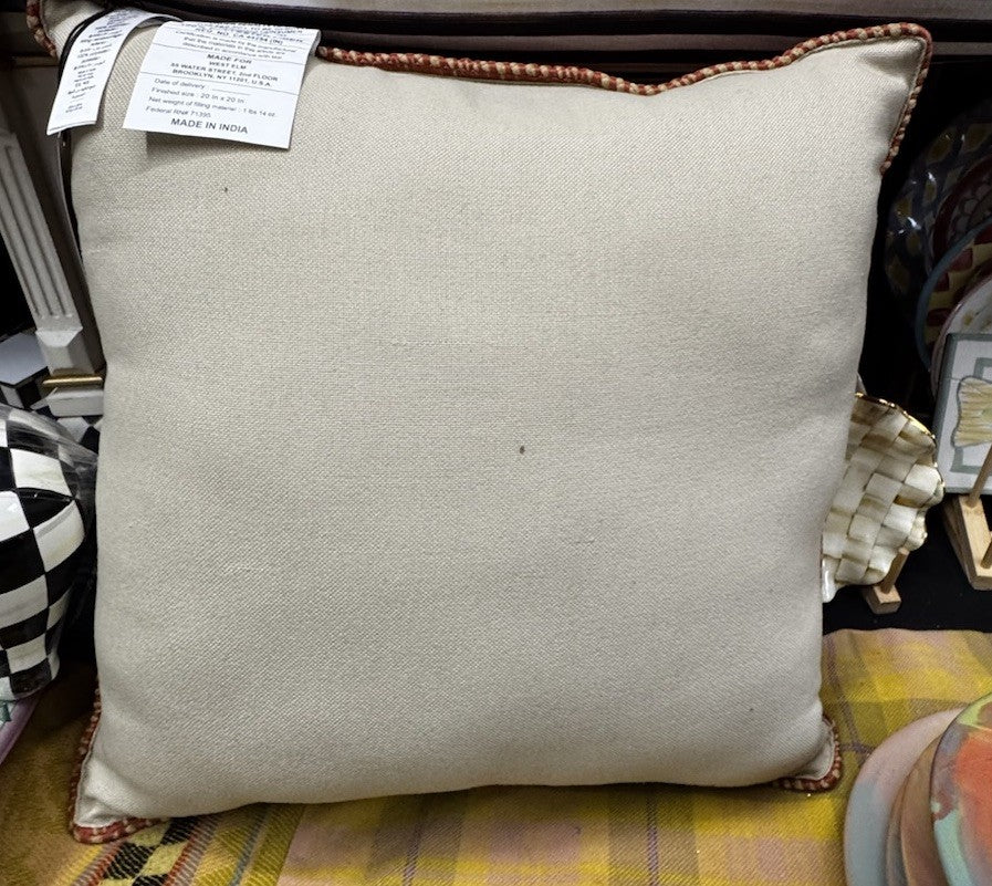 West Elm Woven Arches Indoor/Outdoor Pillow 20x20 NIB Coral