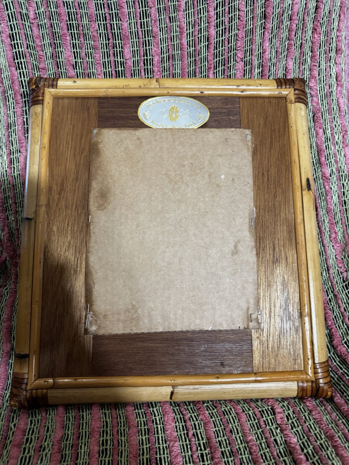 Vtg MacKenzie Childs Rattan Ajiro Bamboo Mirror Made Victoria & Richard Era