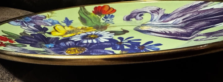 MacKenzie Childs Green Flower Market Dinner Plate 10” Enamel- New