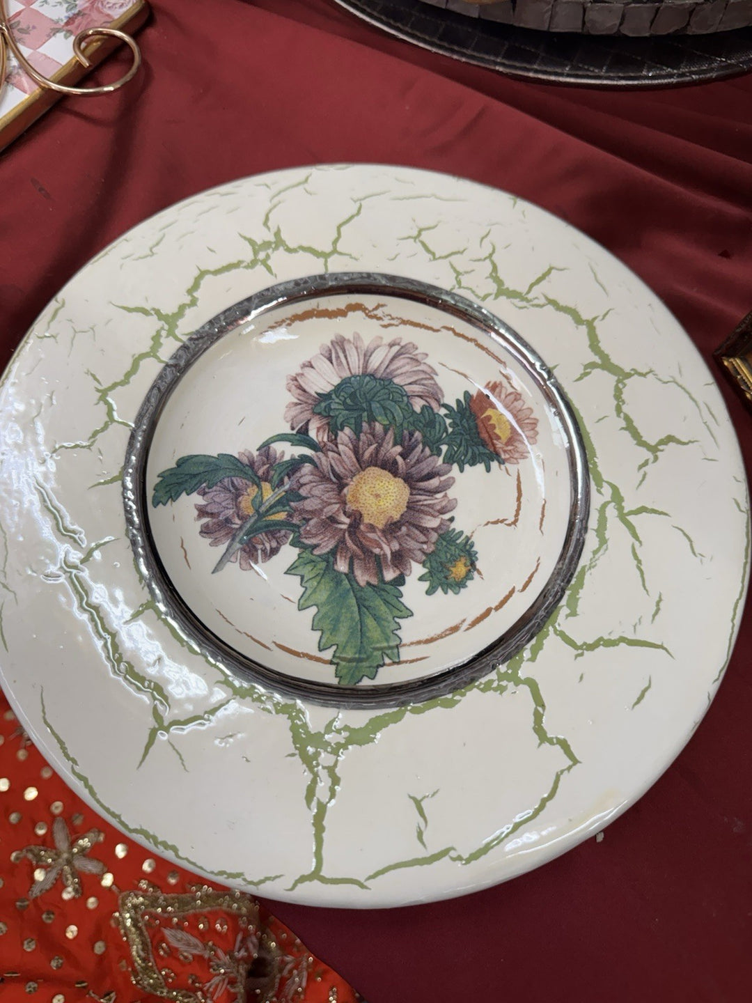 Victoria & Richard Mackenzie Childs EVELYN STREET Floral Plate  Emprise  10.25”