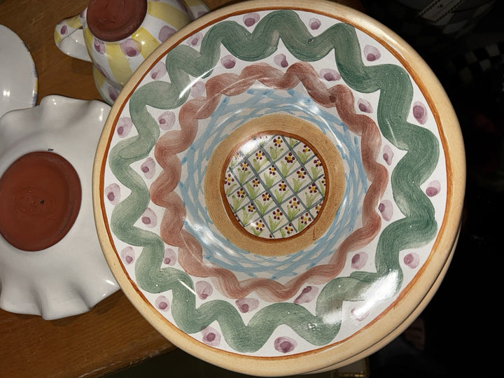 Mackenzie Childs Taylor Heather Ceramic Bowl 8.25" X3” Tall 1983 Vintage
