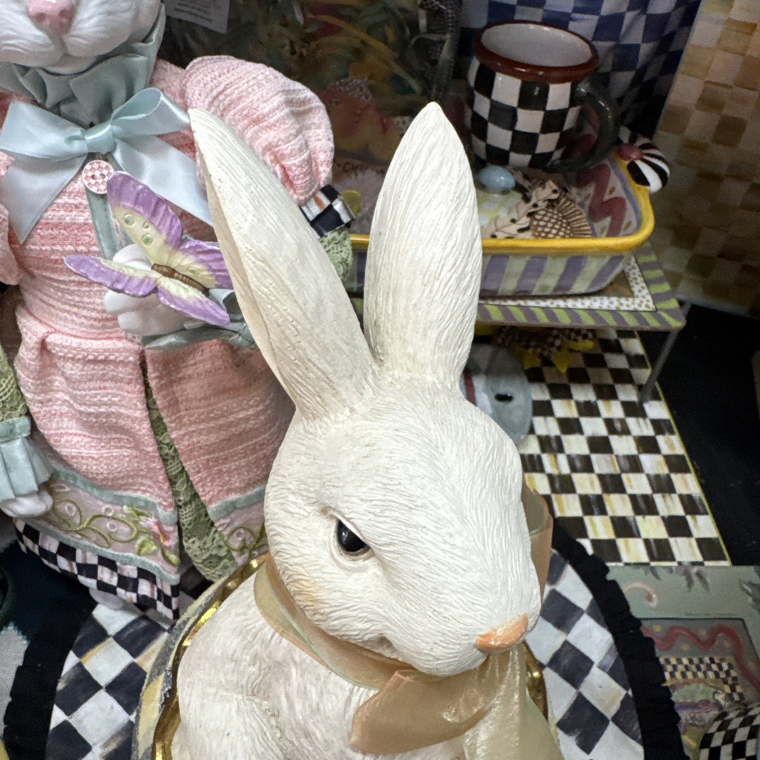 MacKenzie-Childs Courtly Check Large Bunny Surprise In Egg 15"Tall. Retired