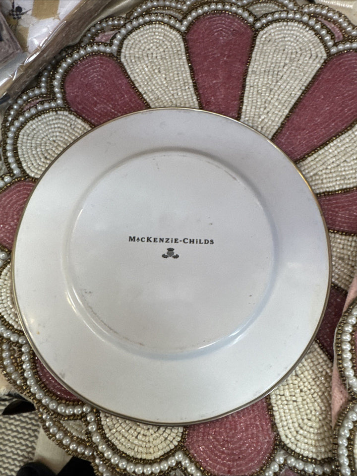 Vintage Mackenzie-Childs Pig Enamelware Metal Rim Childs Plate Retired 8”