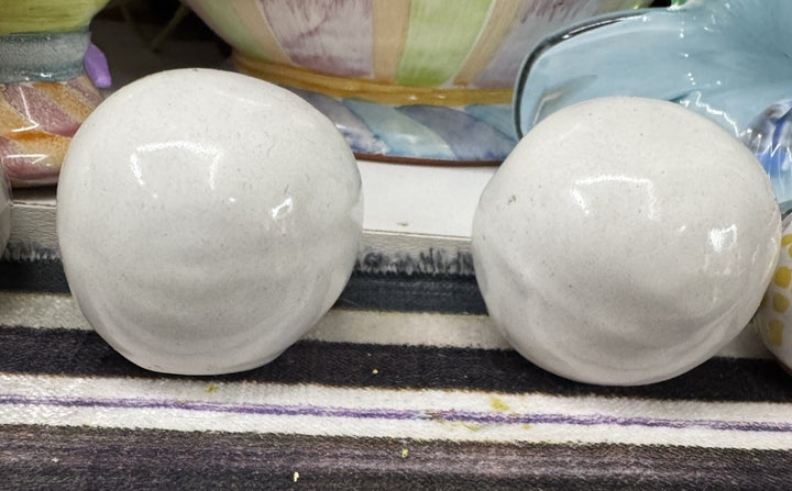 Mackenzie Childs Set Of 2 White Cabinet Knobs Finials  Ceramic With Hardware