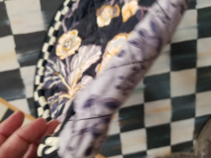 mackenzie childs Vendage  1/2 Moon Bag 10" X 8"- Retired Pattern 2 inside pocket