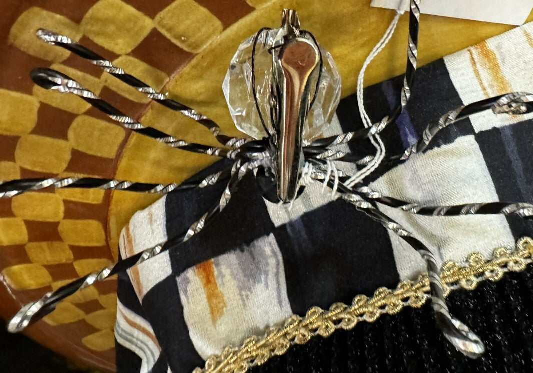 Mackenzie Childs Set Of 3. 1 Crystal 1  striper Spider Clip, 1 striped/stick