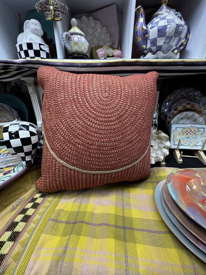 West Elm Woven Arches Indoor/Outdoor Pillow 20x20 NIB Coral