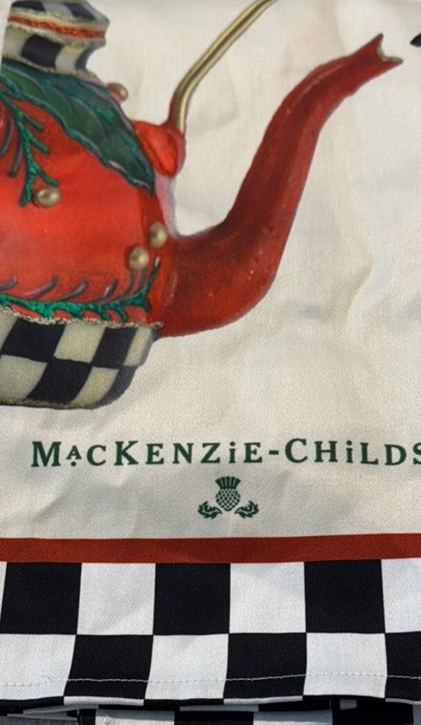 MACKENZIE CHILDS  Put On The Red Tea Kettle  Teapot DISH TOWEL - New In Bag