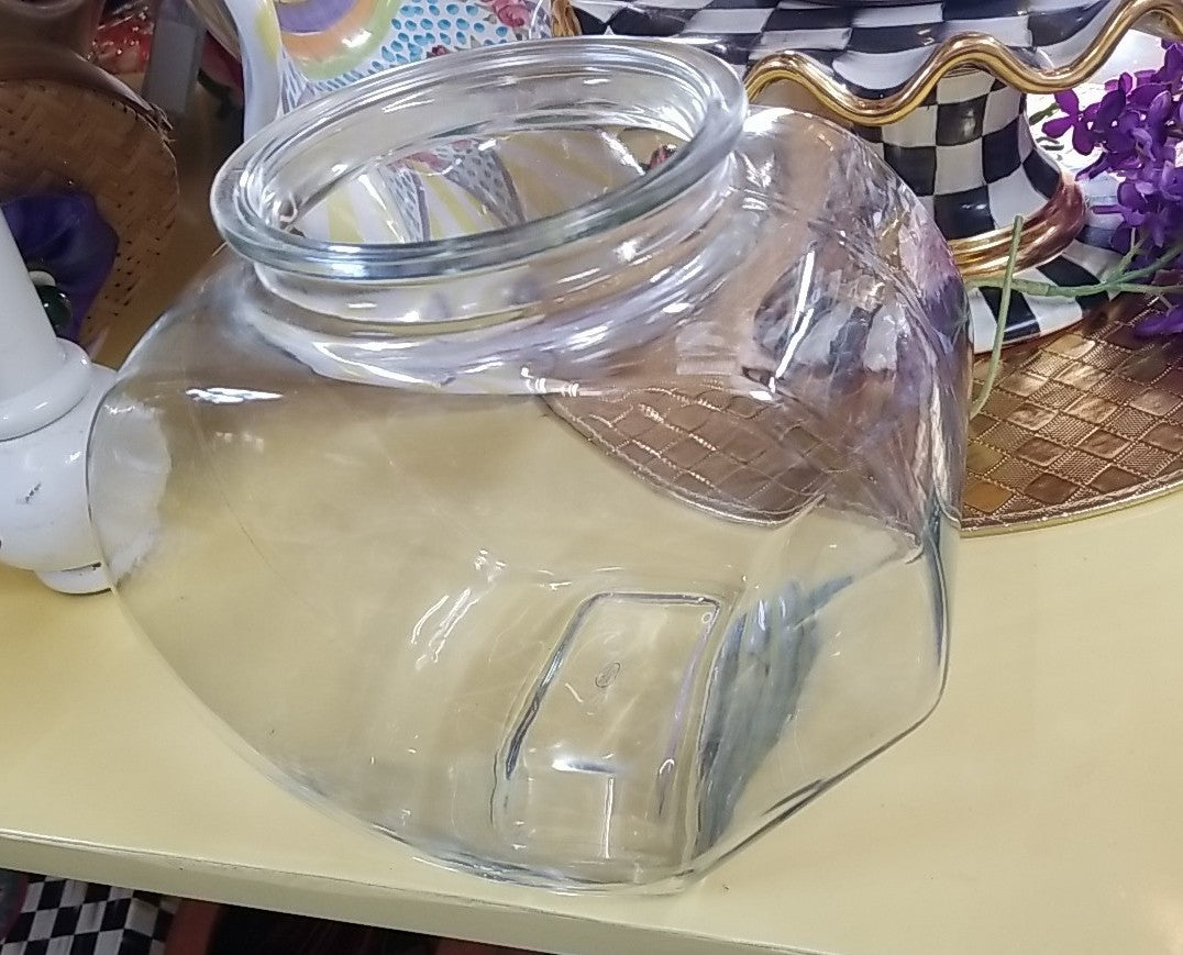 MacKenzie Childs  Cookie Jar with White Flower Market Enamel Lid - New