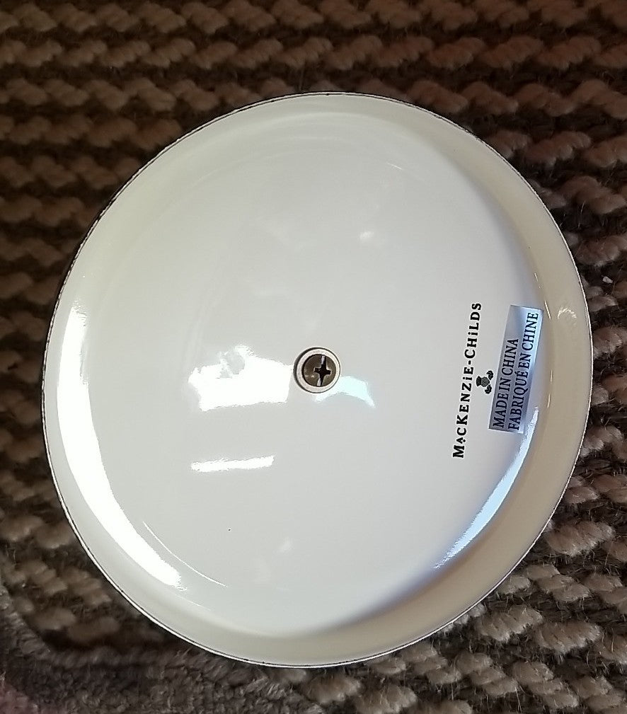 MacKenzie Childs  Cookie Jar with White Flower Market Enamel Lid - New