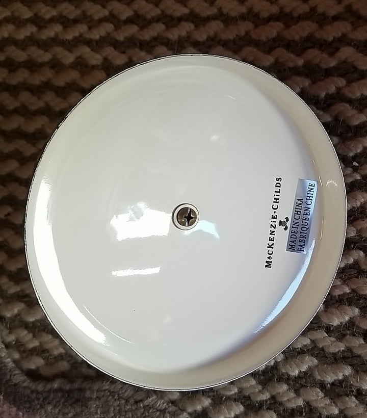 MacKenzie Childs  Cookie Jar with White Flower Market Enamel Lid - New