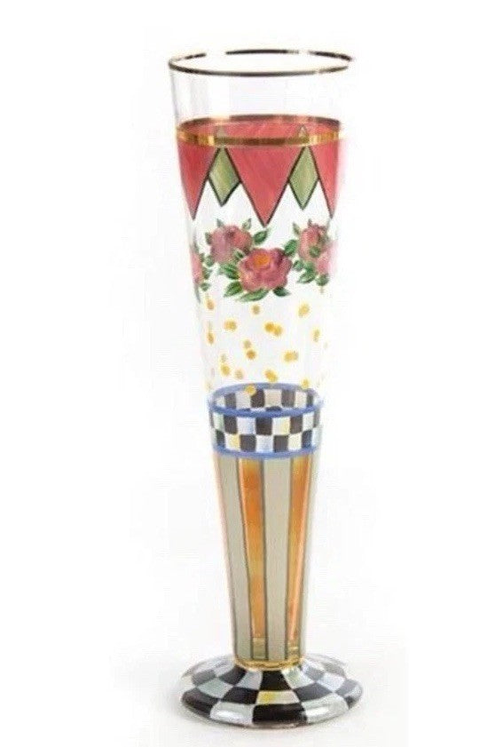 Mackenzie Childs  Speakeasy Pilsner Glass RETIRED Excellent 11” Tall