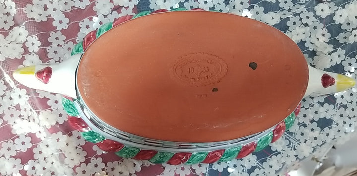 Retired  Mackenzie Childs Chicken Casserole  Dish With Lid - Ceramic- Read