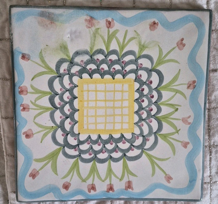 MACKENZIE CHILDS Taylor  HOT PLATE TRIVET TILE 8”x8”  King Ferry- 2nd Read